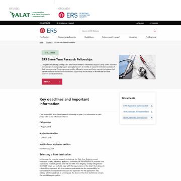 ERS Short-Term Research and Clinical Training Fellowships - open for submissions