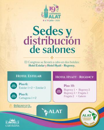 Sedes y distribución de salones - 19vo Congreso ALAT 2026