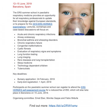 ERS Summer School in paediatric respiratory medicine