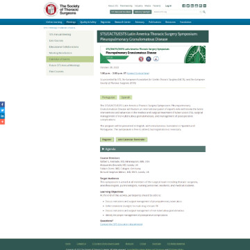 Simposio Latinoamericano de Cirugía Torácica STS/EACTS/ESTS: Enfermedad granulomatosa pleuro-pulmonar