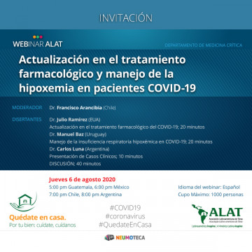 Webinar ALAT: Actualización en el tratamiento farmacológico y manejo de la hipoxemia en pacientes COVID-19