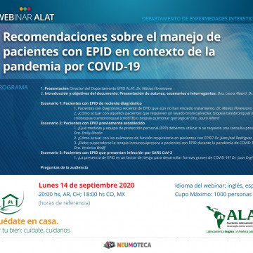 Webinar ALAT: Recomendaciones sobre el manejo de pacientes con Enfermedades Pulmonares Intersticiales Difusas en contexto de la pandemia COVID-19