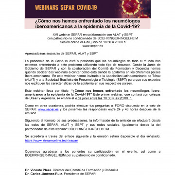 Webinar ¿Cómo nos hemos enfrentado los neumólogos íberoamericanos a la epidemia de la Covid-19?